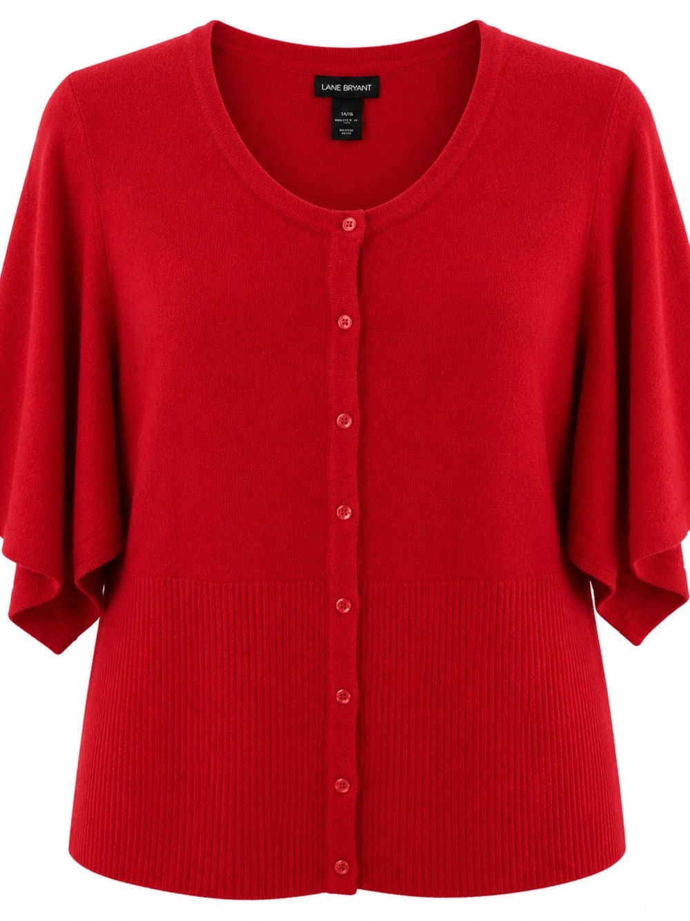 Lane Bryant Red Button-Front Cardigan Sweater 14/16 Lightweight Acrylic Knit Wom